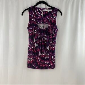 Trina Turk Purples & Pinks Print Flounce Top